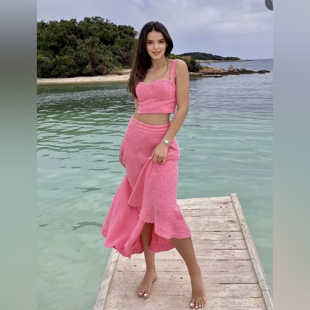 Zara Coral/Pink tweed set